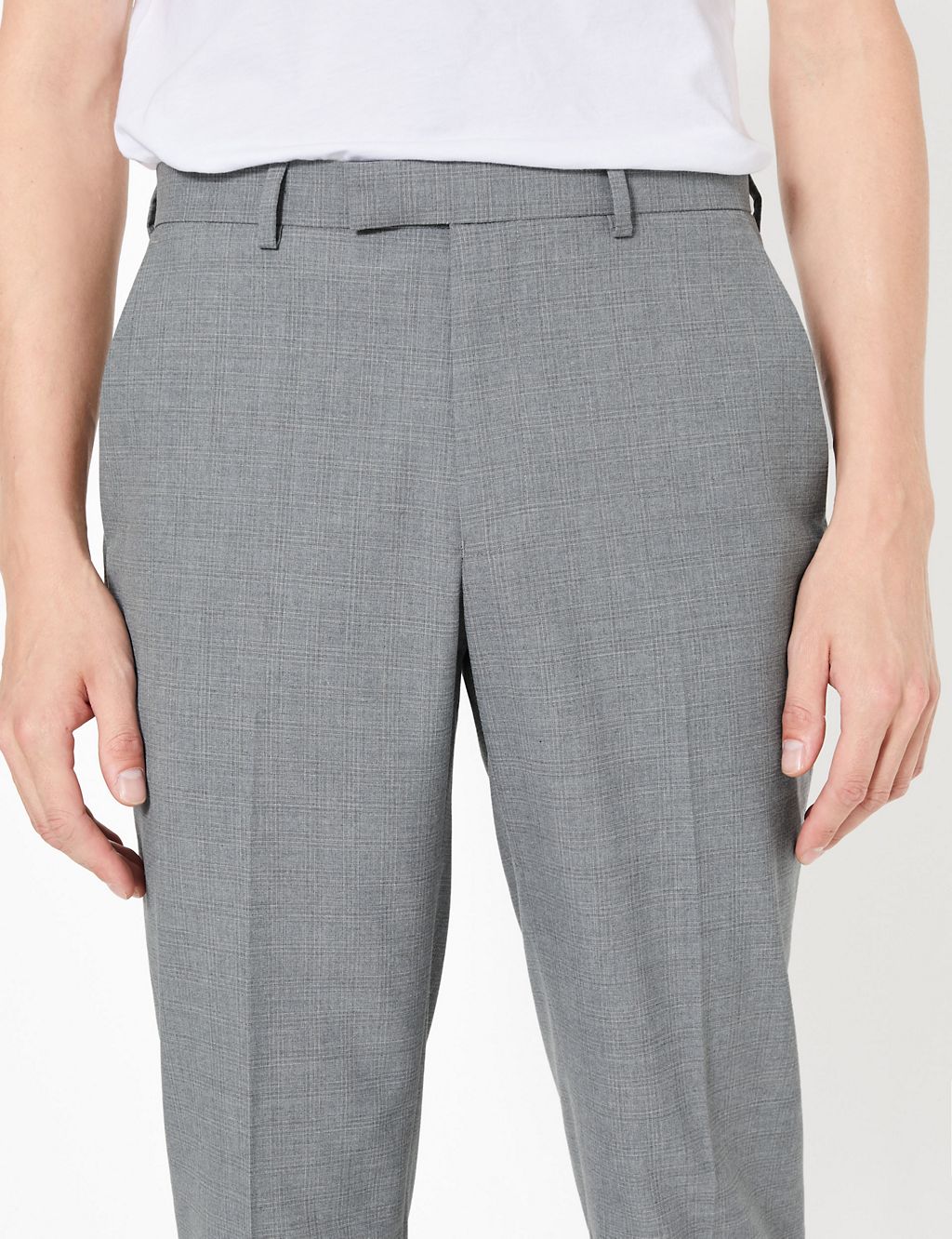 Grey Checked Slim Fit  Trousers 1 of 5