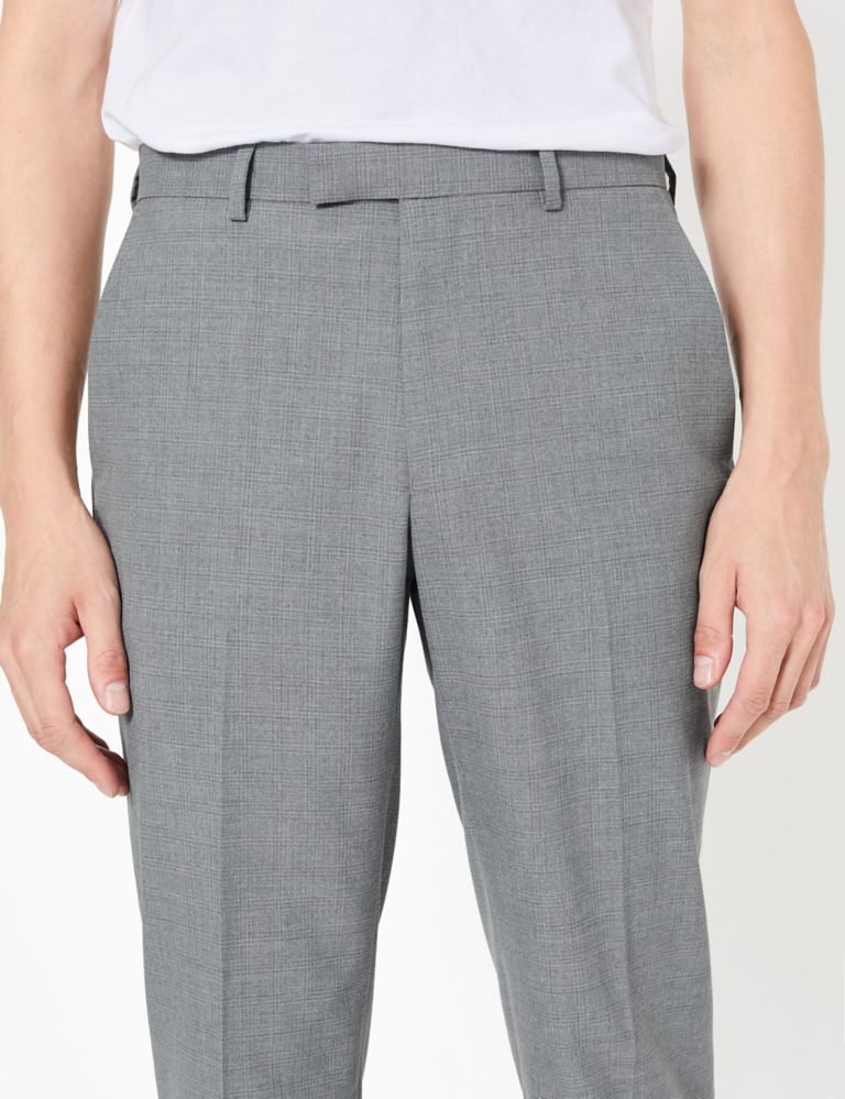 Grey Checked Slim Fit  Trousers 2 of 5