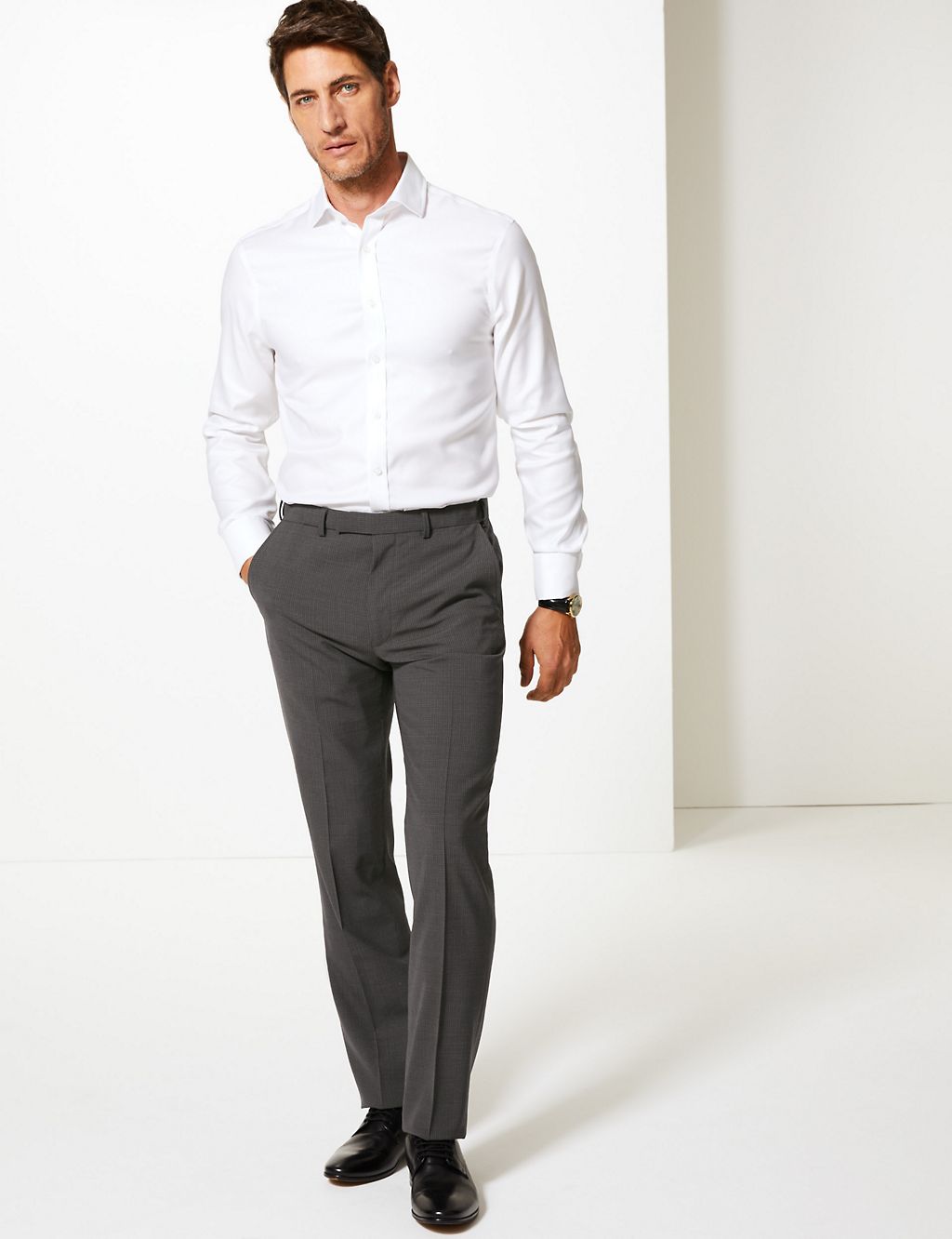 Grey Checked Tailored Fit Trousers 3 of 6