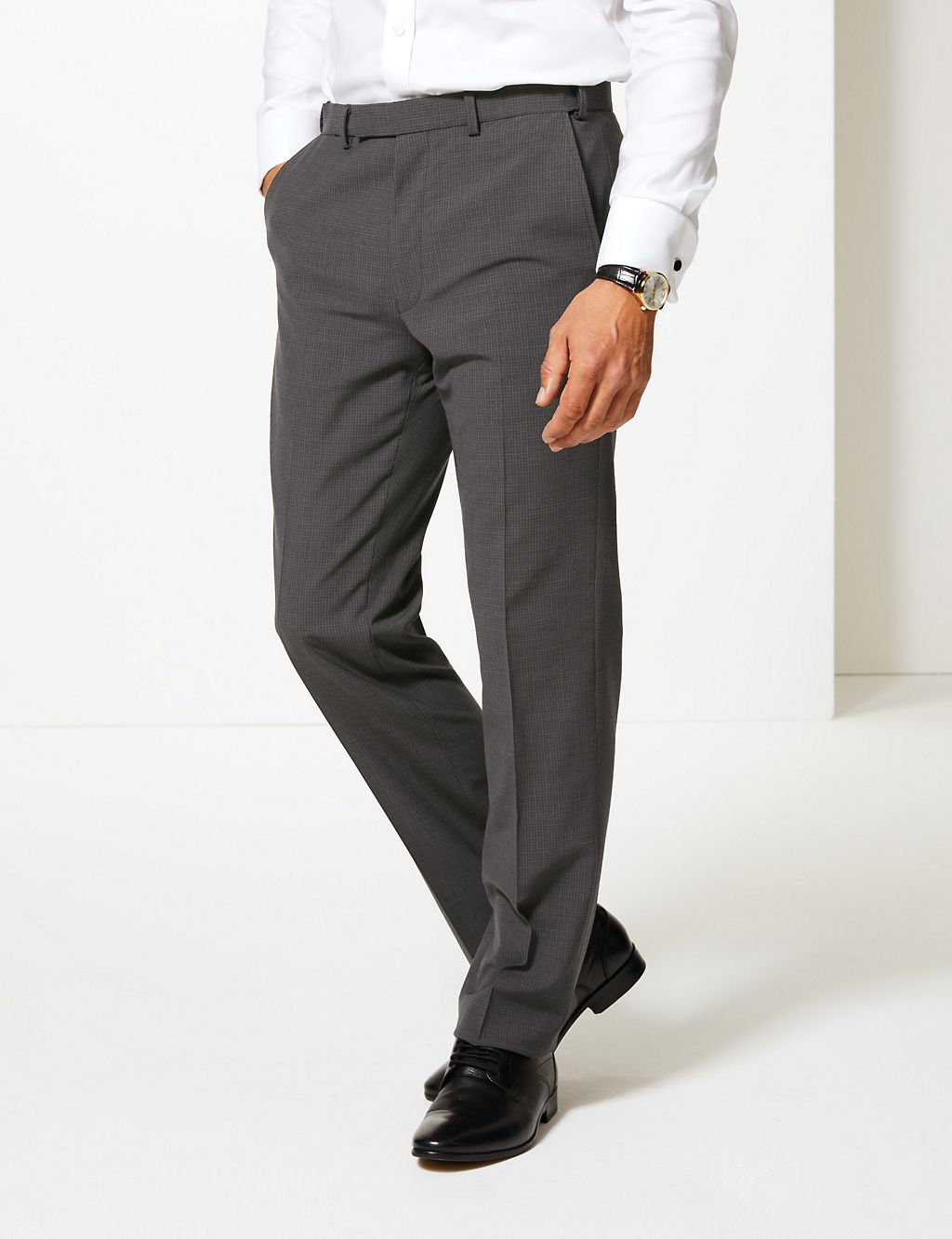 Grey Checked Tailored Fit Trousers 2 of 6