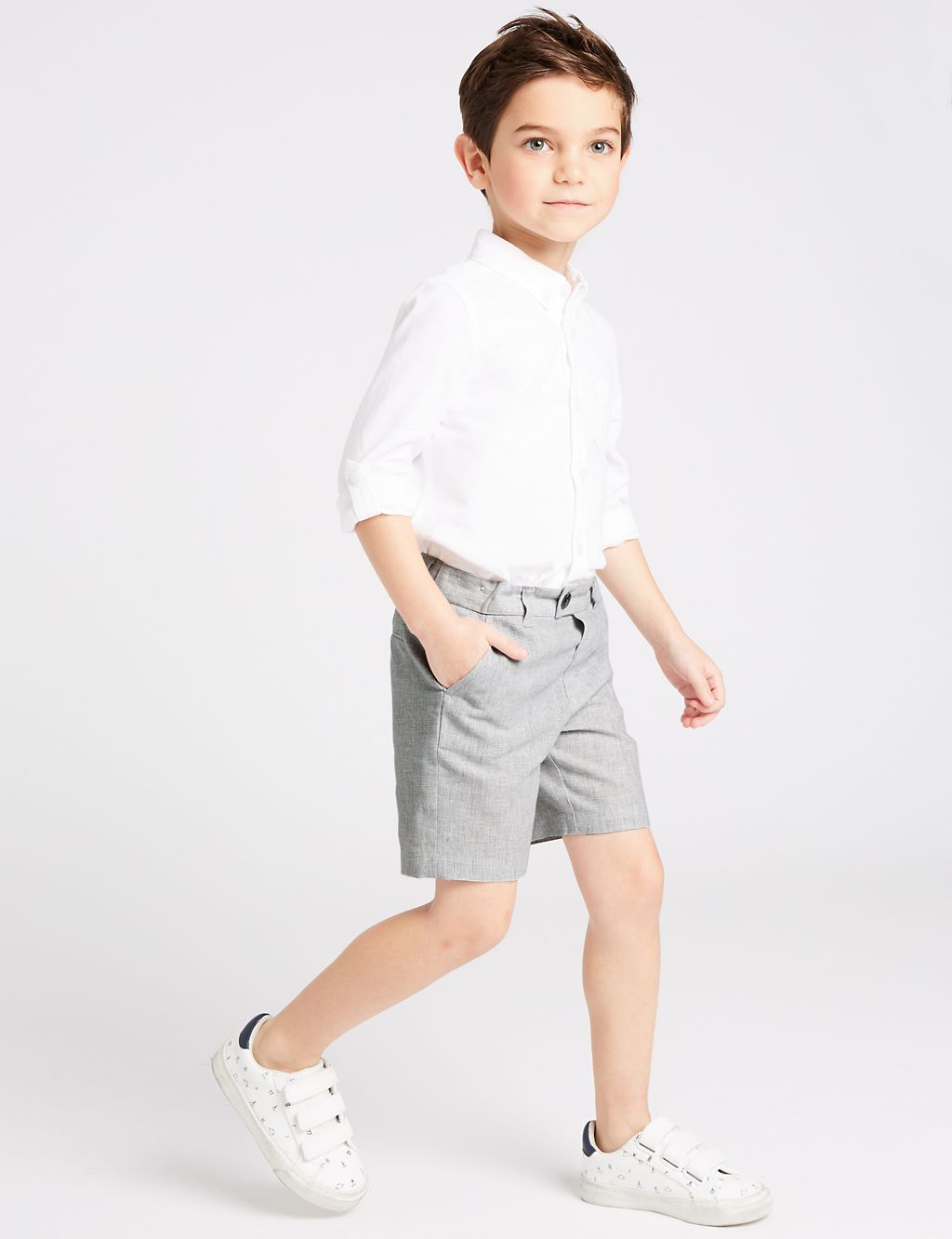 Grey Linen Blend Shorts (3 Months - 7 Years) 3 of 4