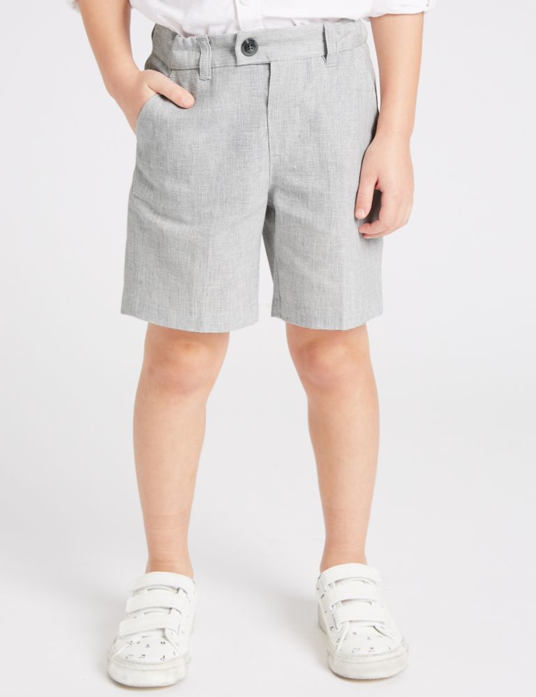 Grey Linen Blend Shorts (3 Months - 7 Years) 3 of 4