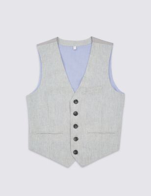 Grey Linen Blend Waistcoat (3-16 Years) Image 2 of 6