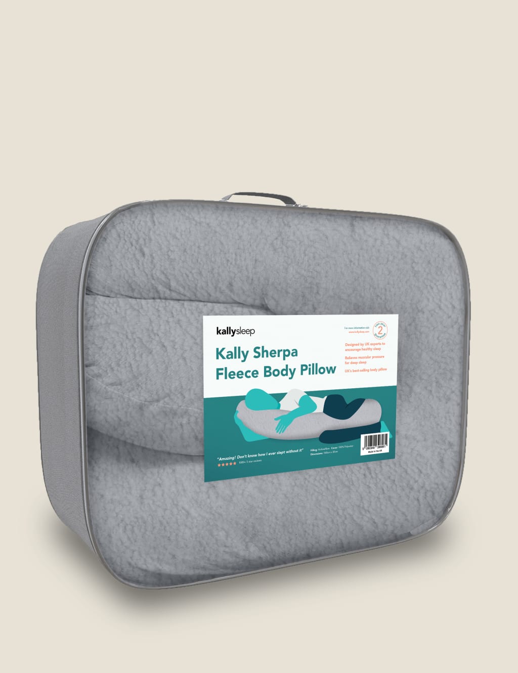 Grey Sherpa Fleece Body Pillow KALLY SLEEP M&S