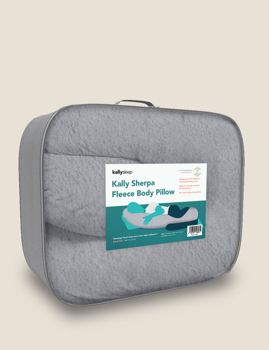 Grey Sherpa Fleece Body Pillow 1 of 6