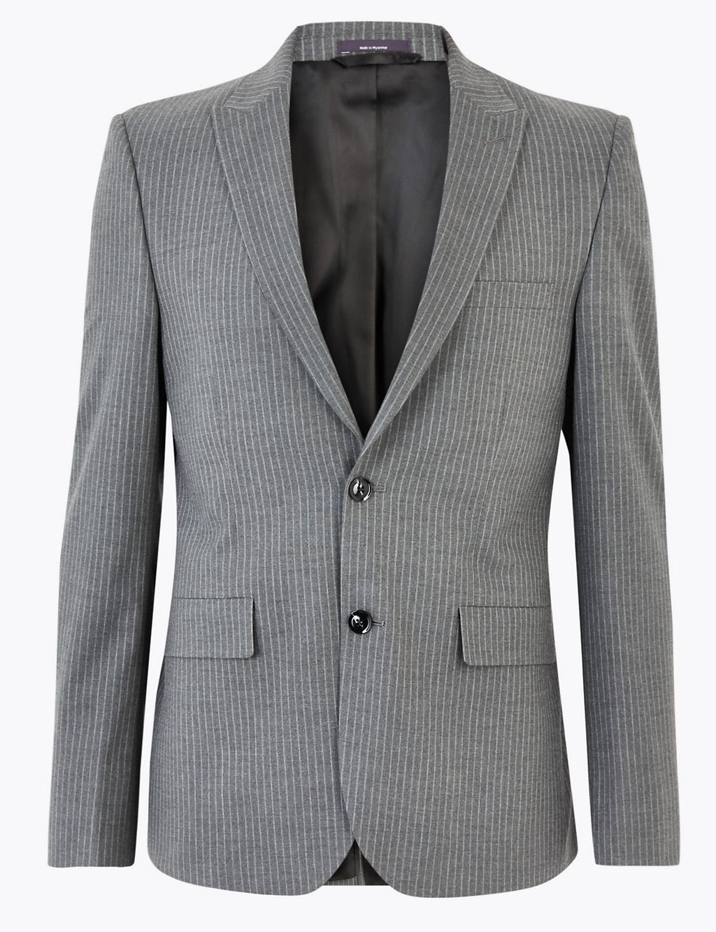 Grey Skinny Fit Striped Jacket 1 of 7