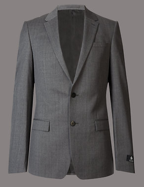 Grey Slim Fit Italian Wool Jacket Image 2 of 9