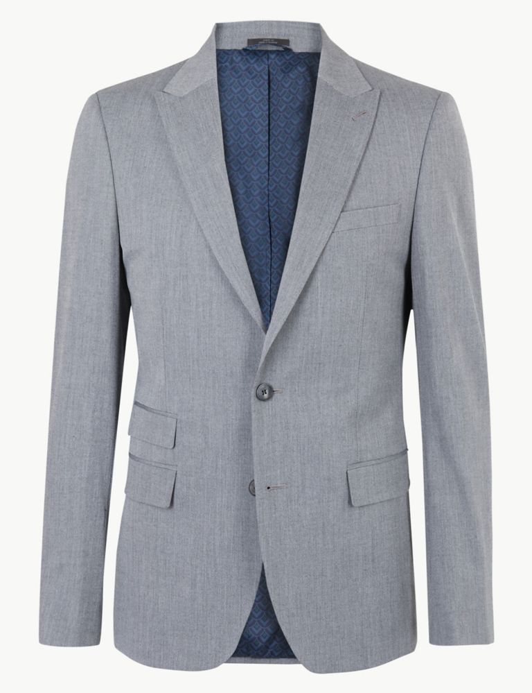 Grey Slim Fit Suit Jacket with Stretch 2 of 6