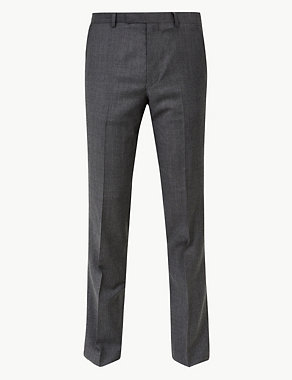 Grey Slim Fit Wool Trousers Image 2 of 5