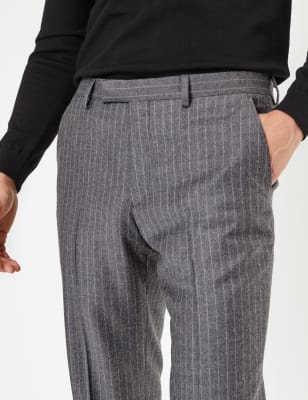 Grey striped trousers sale