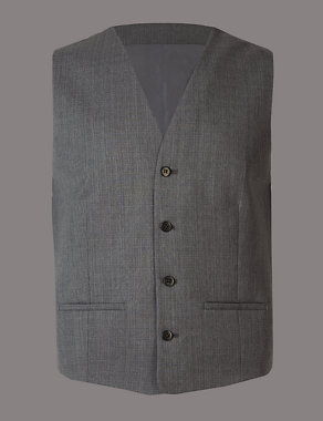 Grey Tailored Fit Italian Wool Waistcoat Image 2 of 4