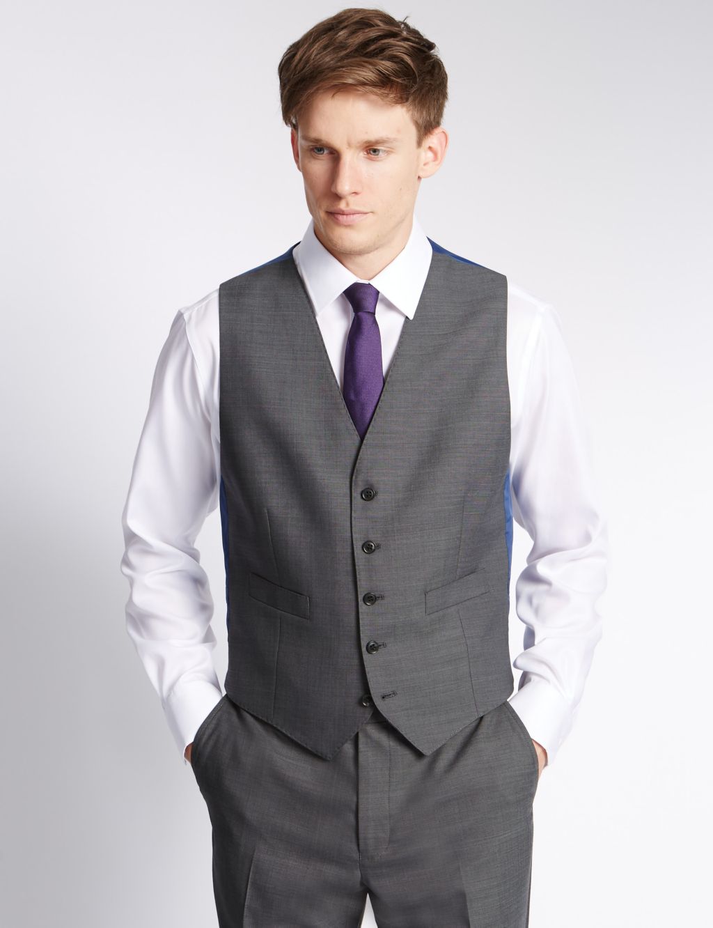 Grey Tailored Fit Waistcoat 3 of 4
