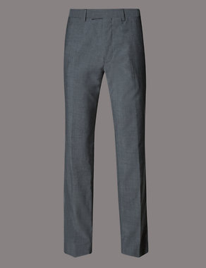 Grey Tailored Fit Wool Trousers Image 2 of 3