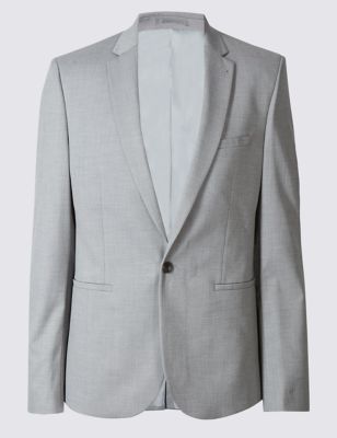 Grey Textured Modern Slim Fit Jacket Image 2 of 7
