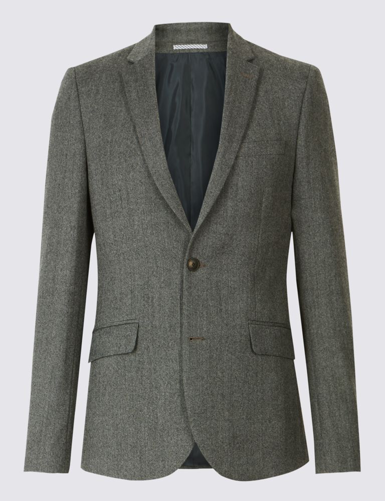 Grey Textured Modern Slim Fit Jacket 2 of 8