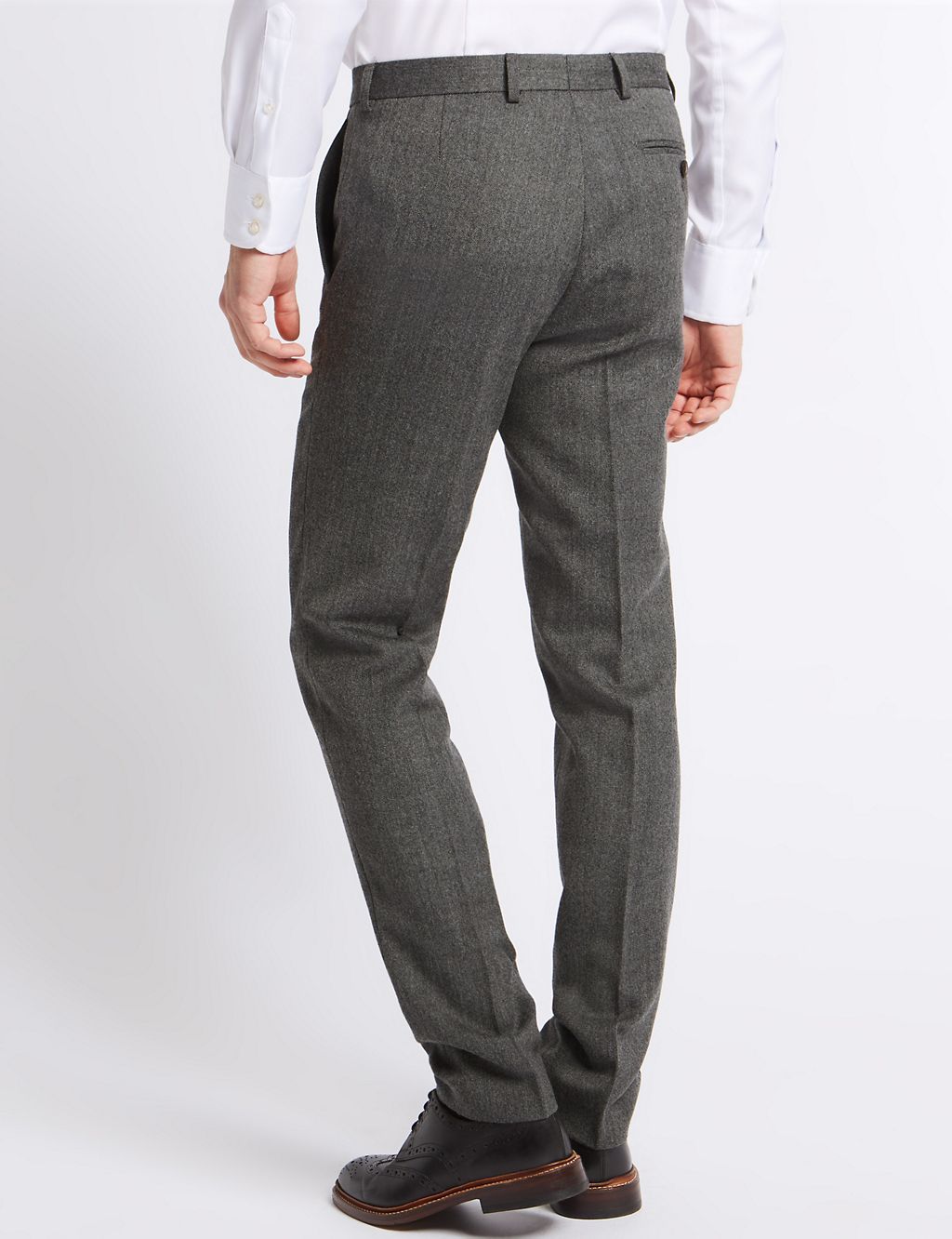 Grey Textured Modern Slim Fit Trousers 4 of 6