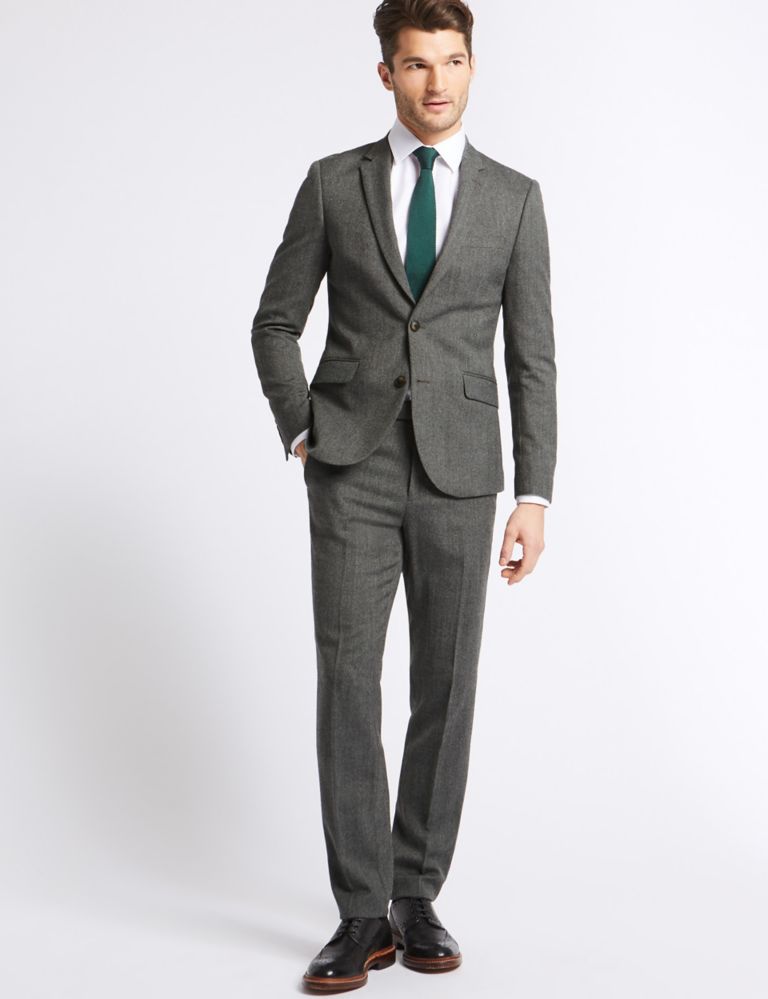 Grey Textured Modern Slim Fit Trousers 5 of 6