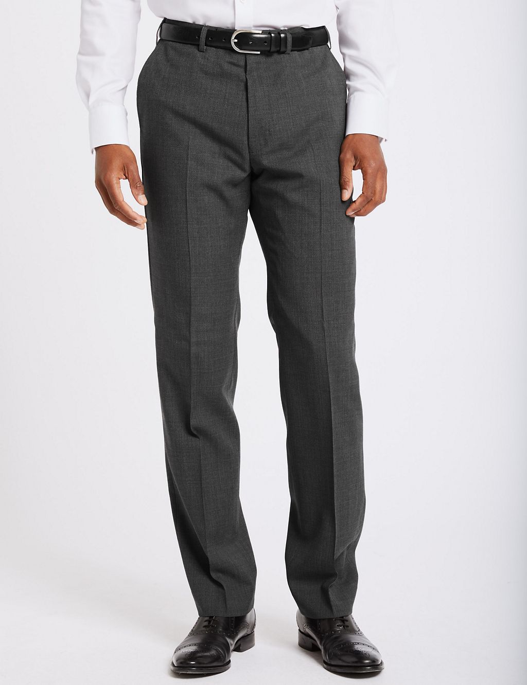 Grey Textured Regular Fit Trousers 3 of 4