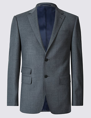 Grey Textured Regular Fit Wool Jacket Image 2 of 7