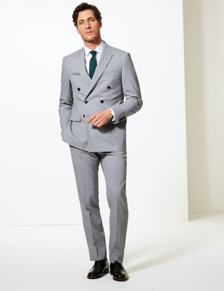 Grey Textured Regular Fit Wool Jacket 1 of 7