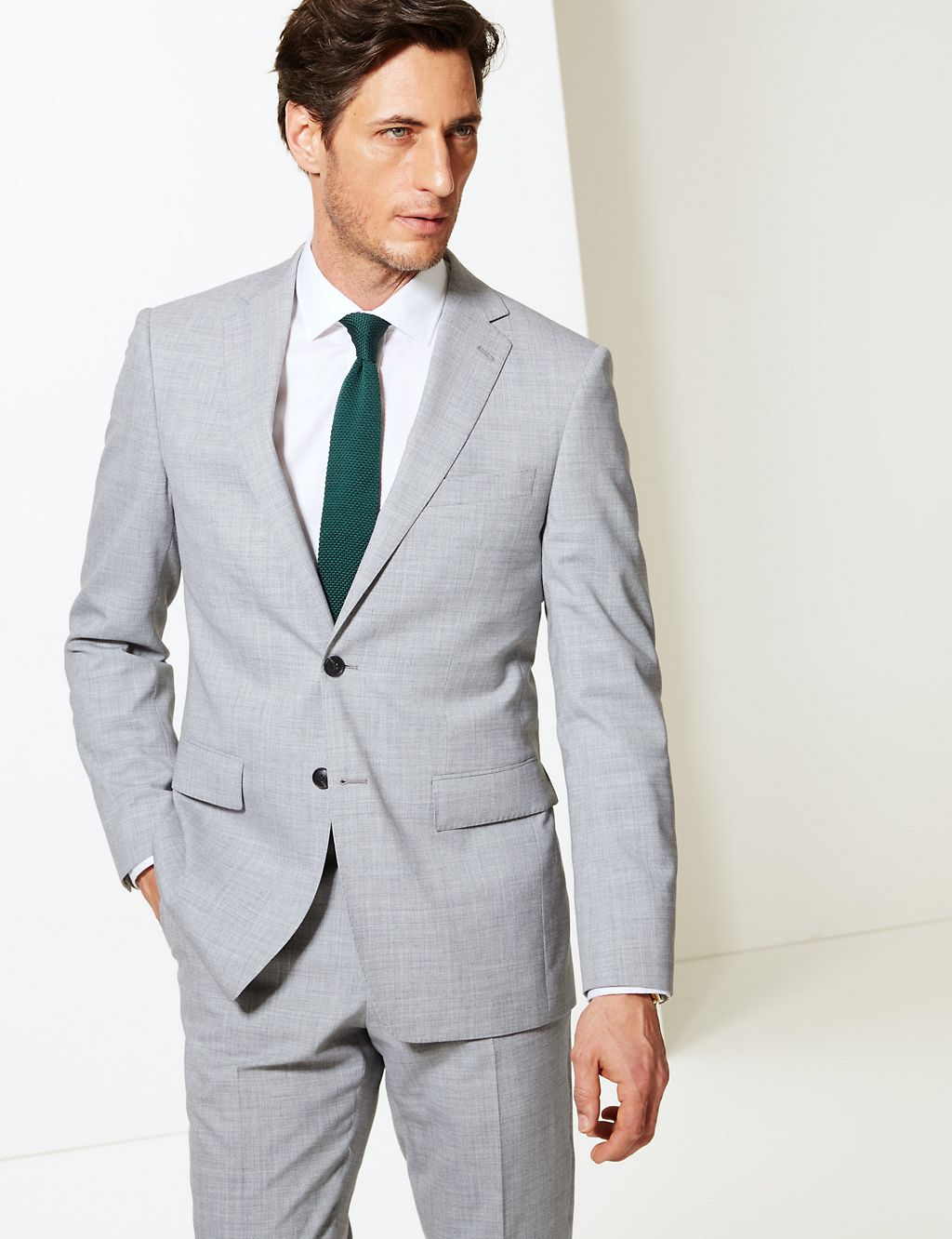 Grey Textured Regular Fit Wool Jacket 2 of 6