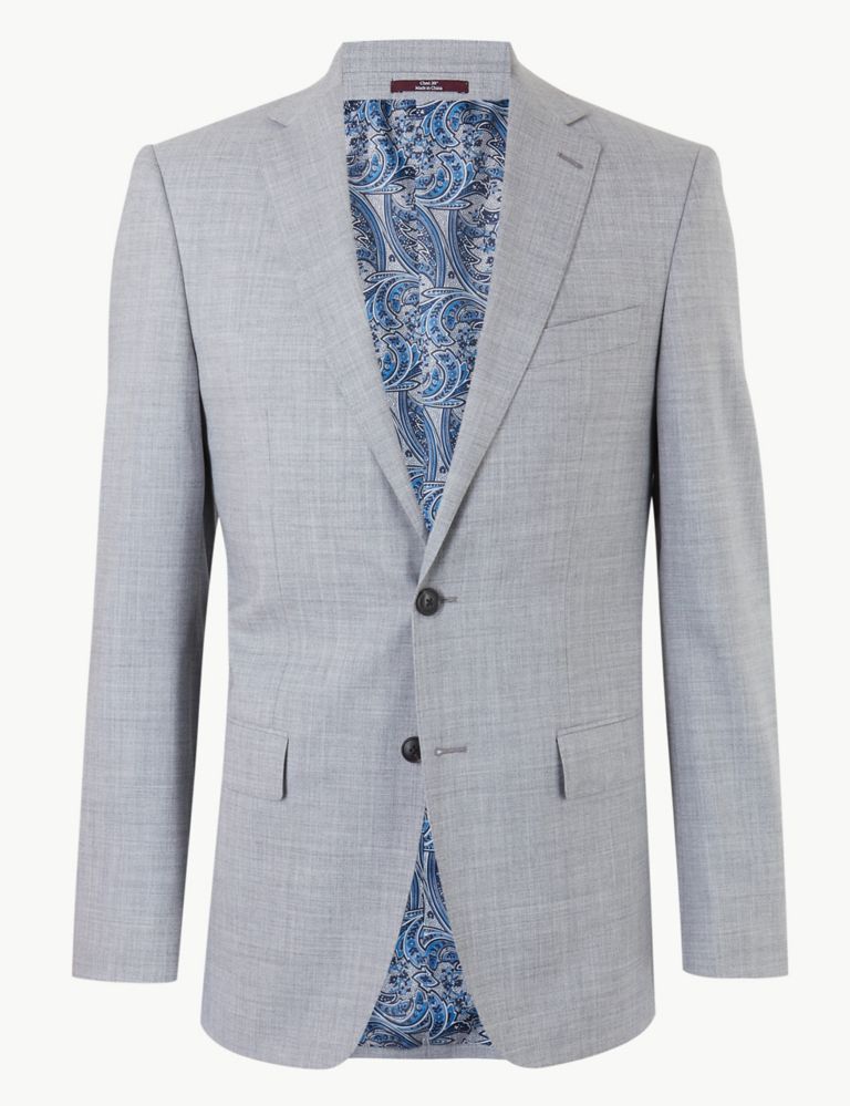 Grey Textured Regular Fit Wool Jacket 2 of 6