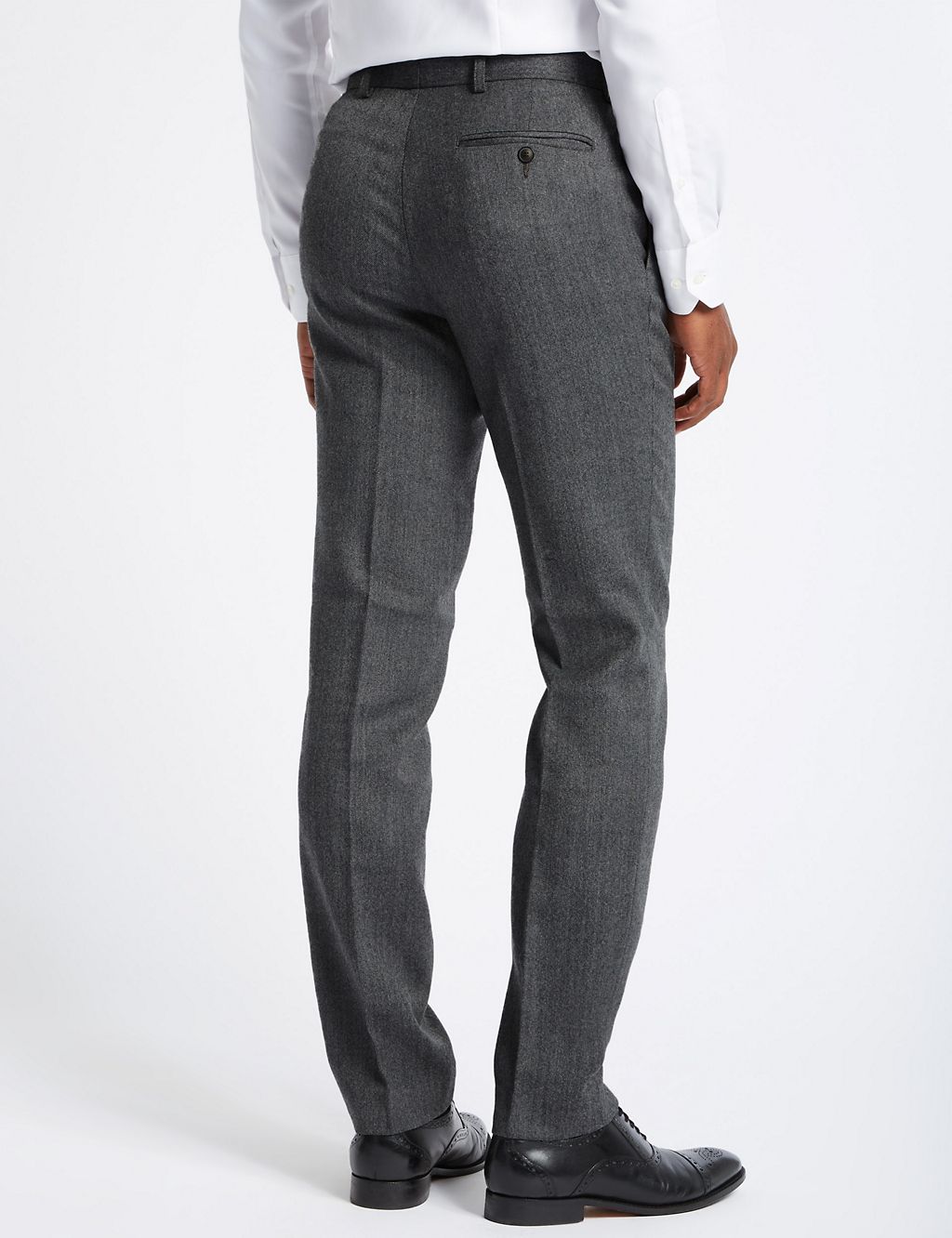 Grey Textured Slim Fit Trousers 4 of 5