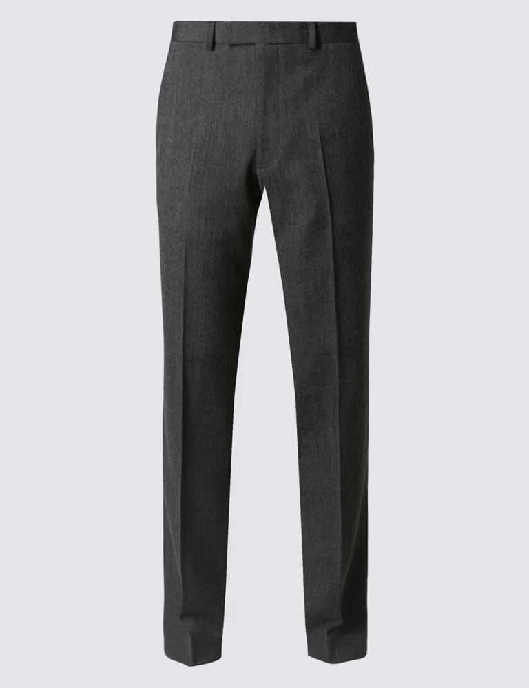 Grey Textured Slim Fit Trousers 2 of 5