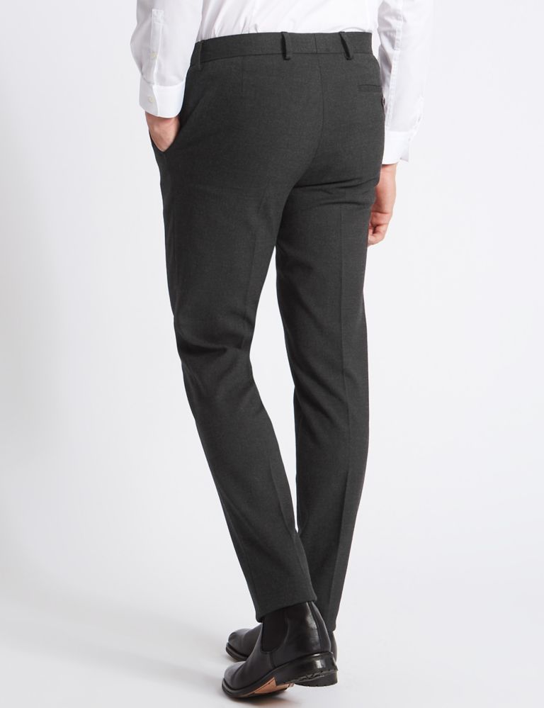 Grey Textured Slim Fit Trousers 4 of 6