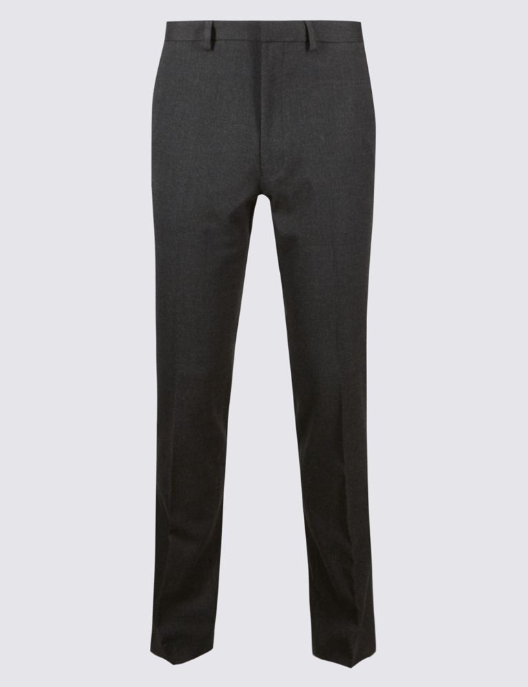 Grey Textured Slim Fit Trousers 2 of 6