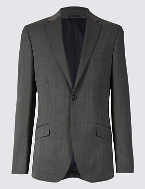 Grey Textured Tailored Fit Jacket Image 2 of 6