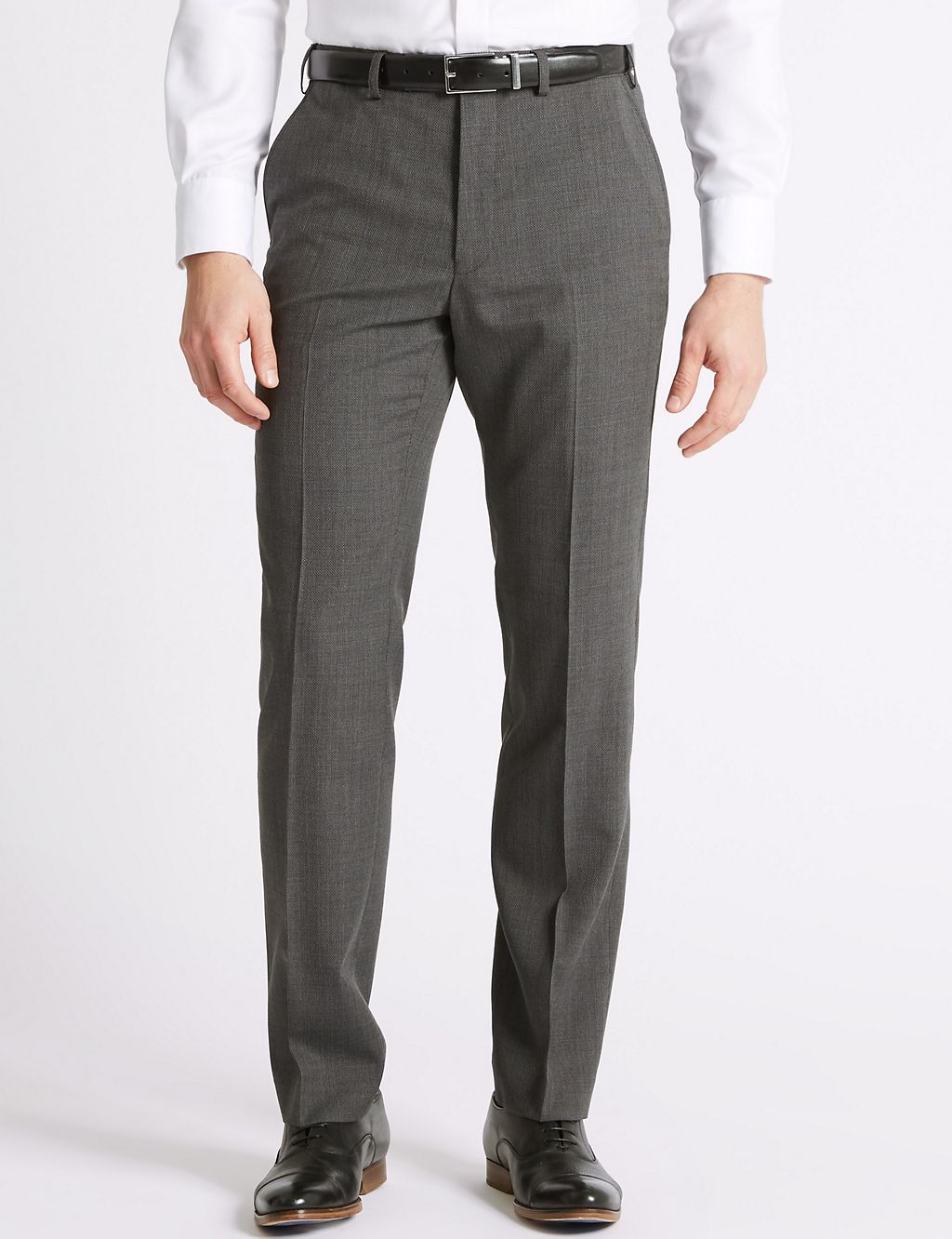 Grey Textured Tailored Fit Trousers | M&S Collection | M&S