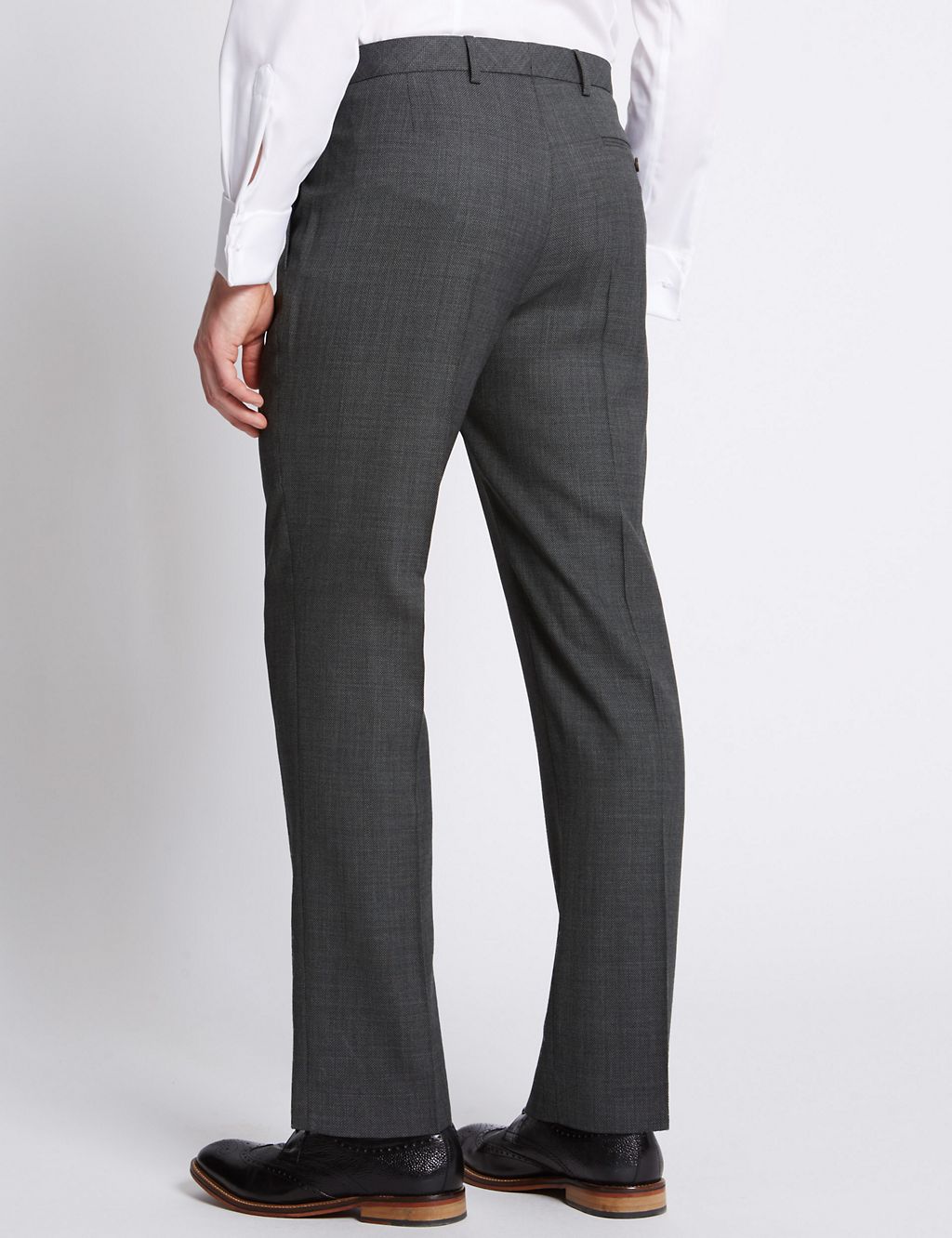 Grey Textured Tailored Fit Trousers 2 of 5