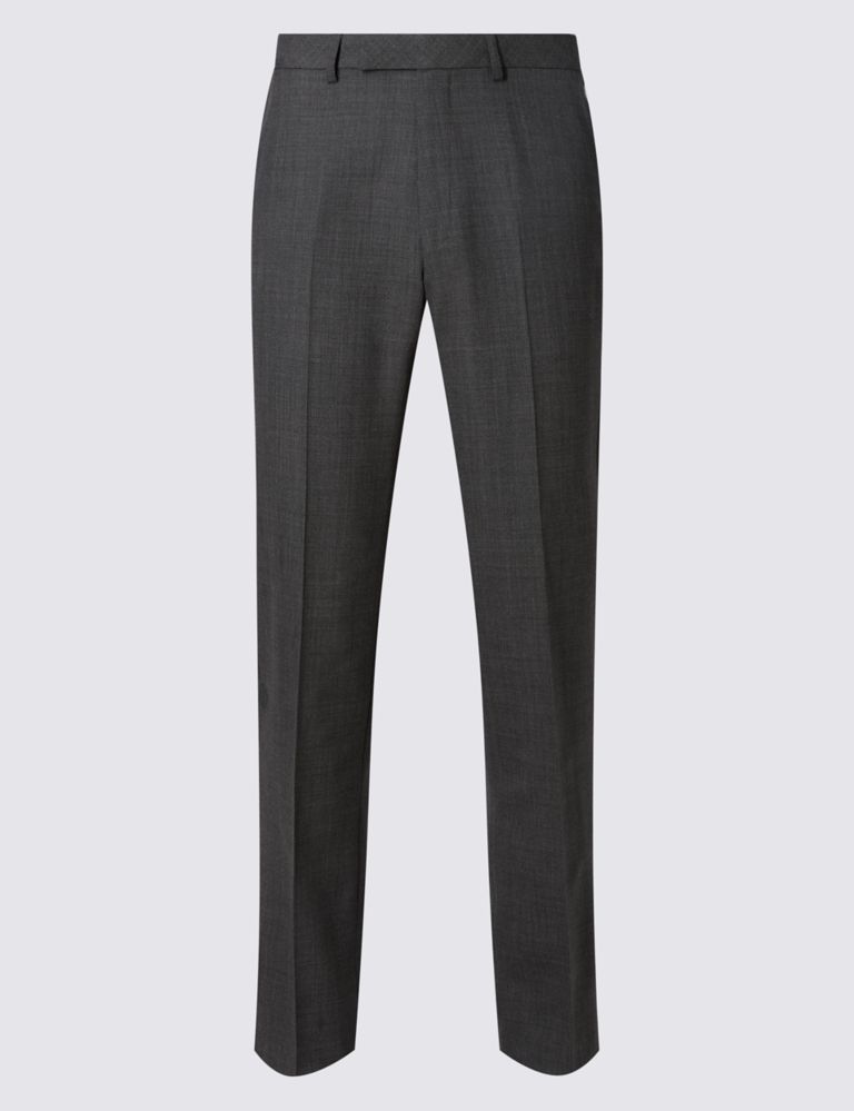 Grey Textured Tailored Fit Trousers 2 of 5