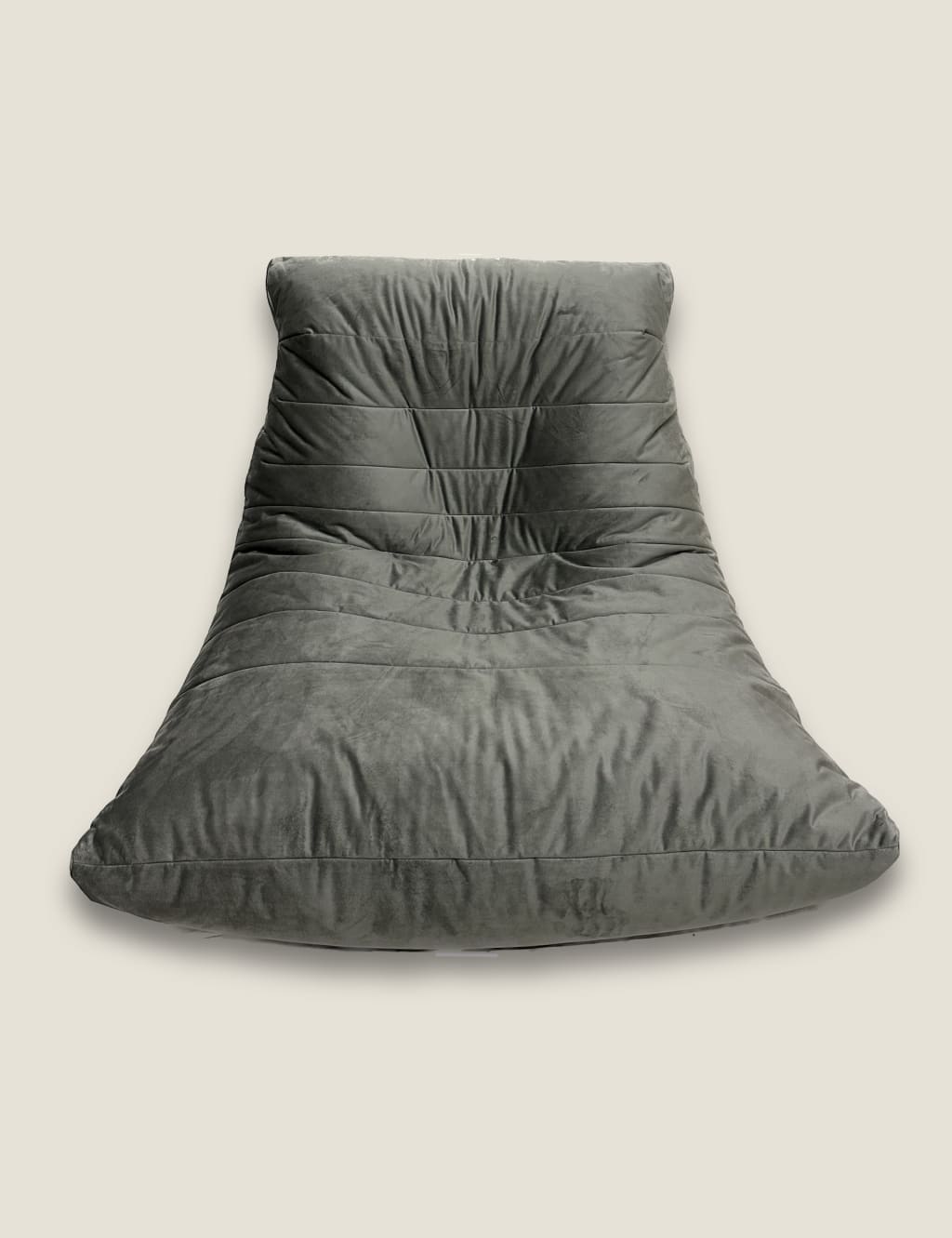 Grey velvet store bean bag chair