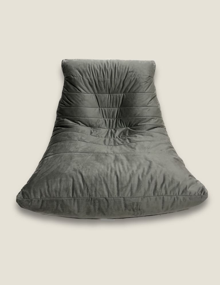 Grey Velvet Beanbag Chair 1 of 2