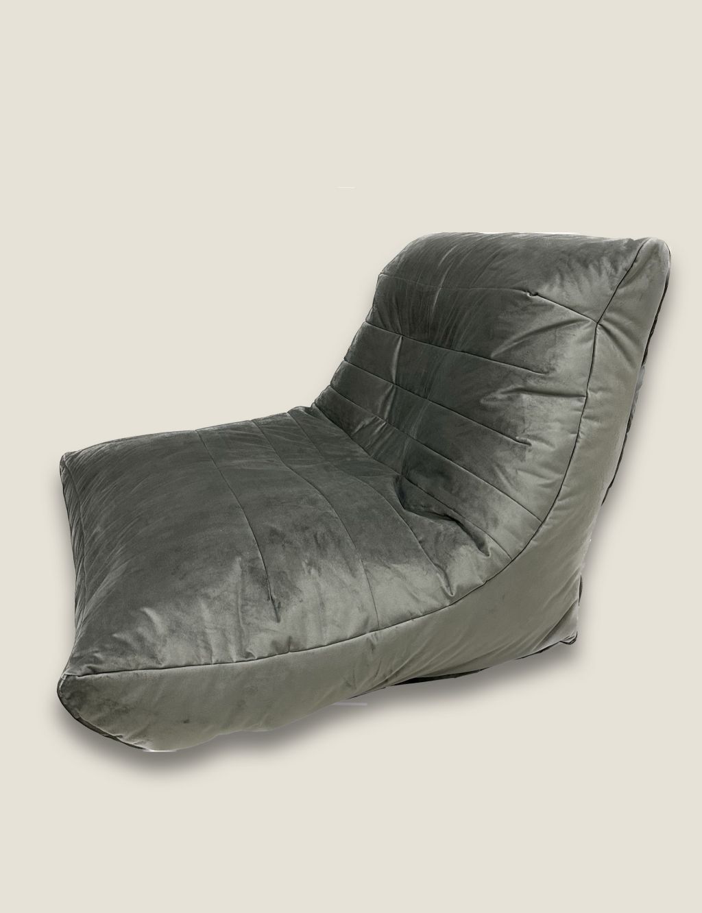 Grey Velvet Beanbag Chair 2 of 2