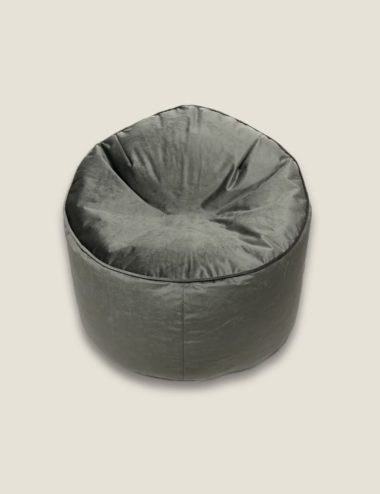 Grey Velvet Beanbag Chair 1 of 2