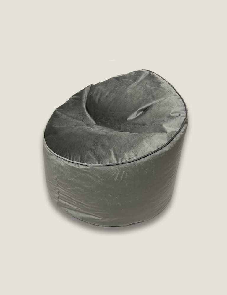 Grey Velvet Beanbag Chair 2 of 2