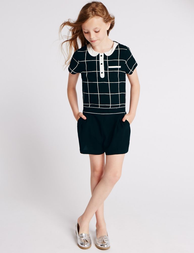 Grid Checked Playsuit (5-14 Years) 1 of 5