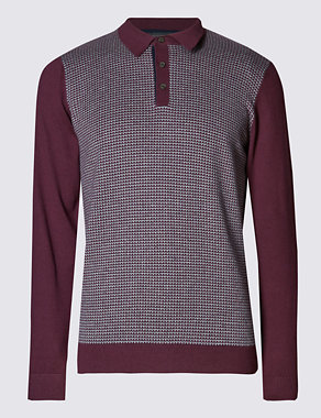 Grid Checked Tailored Fit Knitted Polo Shirt Image 2 of 4