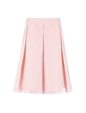 Grid Organza Pleated A-Line Skirt Image 2 of 4