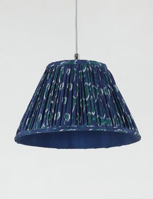 M&S Cabana Ikat Pleated Tapered Lamp Shade - Dark Blue, Dark Blue
