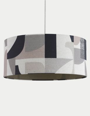 M&S Textured Abstract Placement Drum Lamp Shade - Colour Mix, Colour Mix