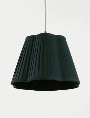 M&S Wavy Pleated Lamp Shade - Forest Green, Forest Green,Navy,Ochre