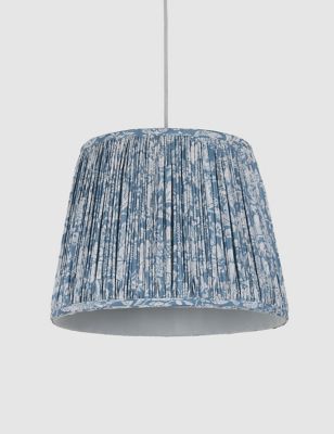 M&S Pomegranate Pleated Tapered Lamp Shade - Blue, Blue