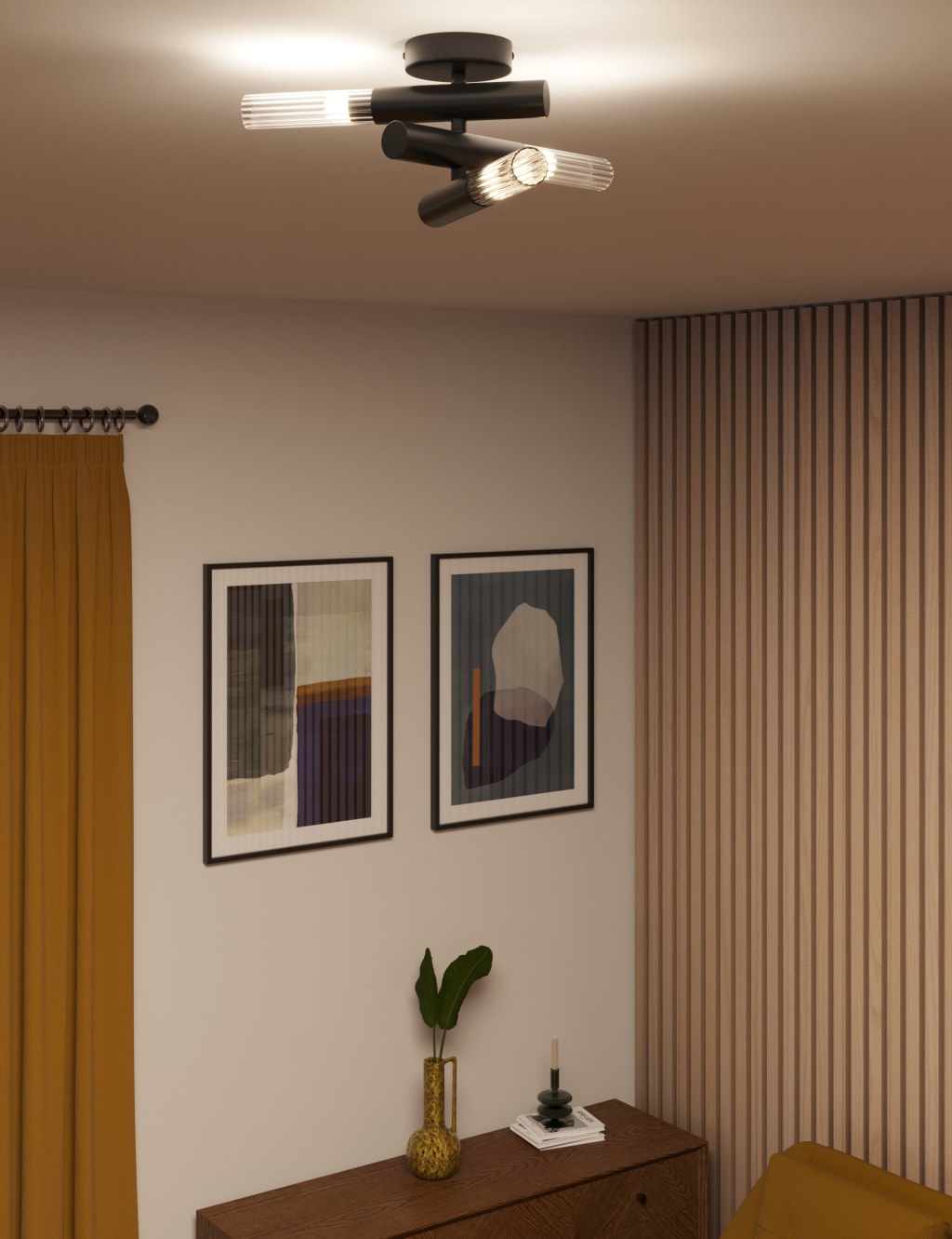 Ribbed Flush Ceiling Light