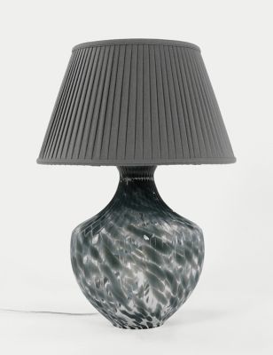 M&S Khloe Patterned Glass Table Lamp - Clear, Clear
