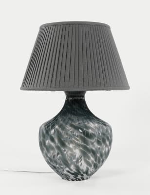 M&S Khloe Patterned Glass Table Lamp - Clear, Clear