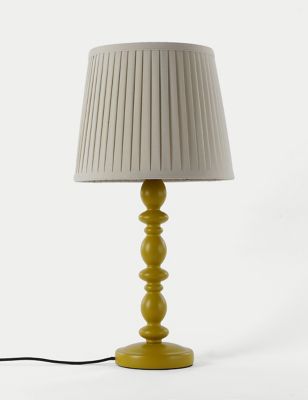 M&S Lotty Wooden Table Lamp - Ochre, Ochre